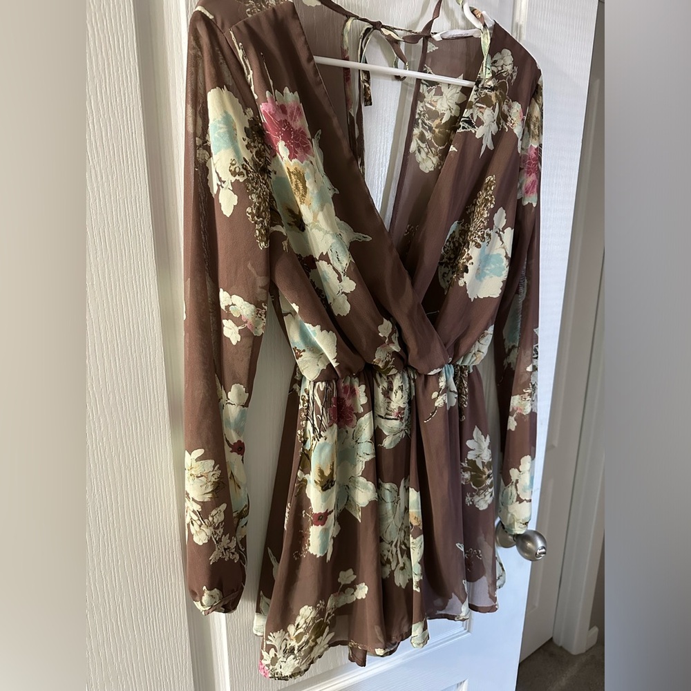 Brown Floral Romper